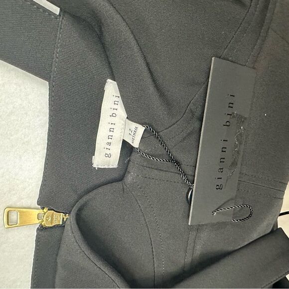 NWT Whimsigoth Gianni Bini Black Crepe Bodycon Dress Peep Shoulders Cutouts - 12 - Picture 7 of 7